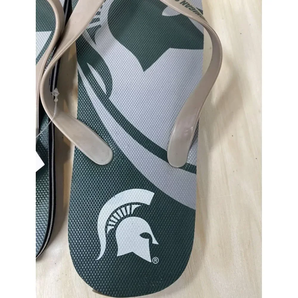 Michigan State Spartans NCAA Team Name Logo Flip Flops‎ New Size Medium Mens 7-8